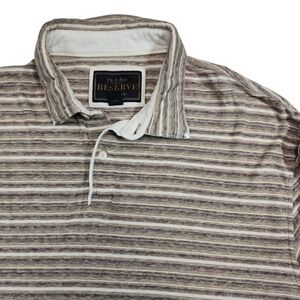 Jos A Bank Reserve Linen Polo Brown Stripe Mens Large